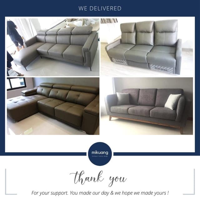 Mi Kuang "We Delivered" post — furniture delivered and set up in a customer's home