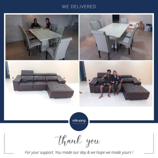 Mi Kuang "We Delivered" post — furniture delivered and set up in a customer's home