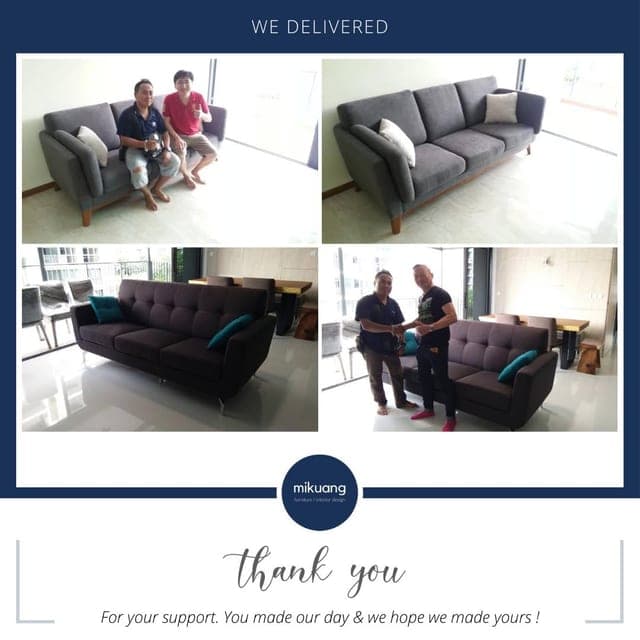 Mi Kuang "We Delivered" post — furniture delivered and set up in a customer's home