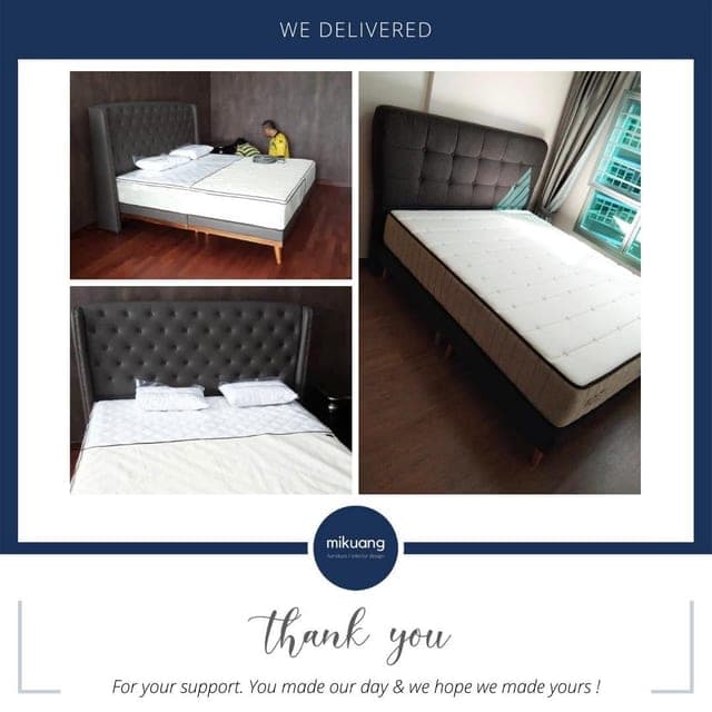 Mi Kuang "We Delivered" post — furniture delivered and set up in a customer's home
