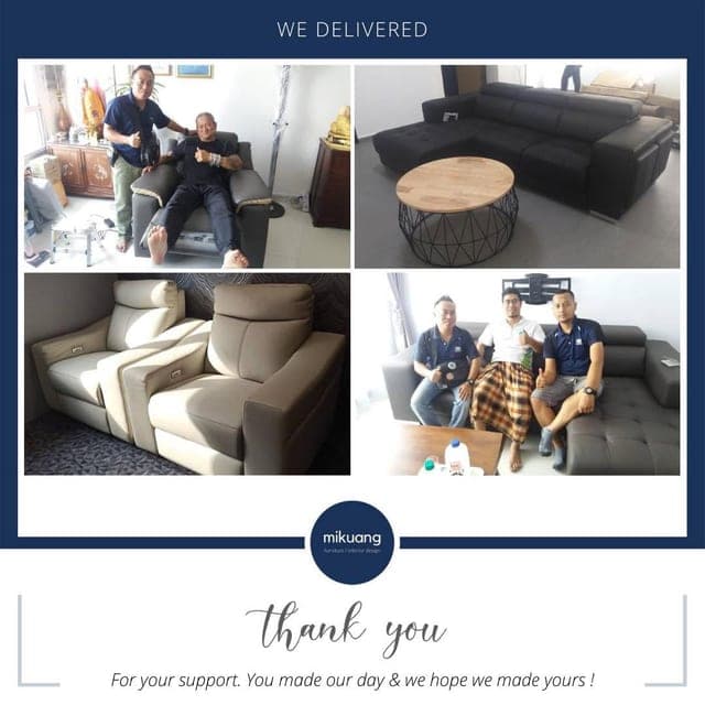 Mi Kuang "We Delivered" post — furniture delivered and set up in a customer's home
