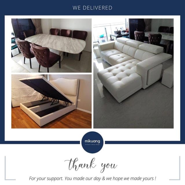 Mi Kuang "We Delivered" post — furniture delivered and set up in a customer's home