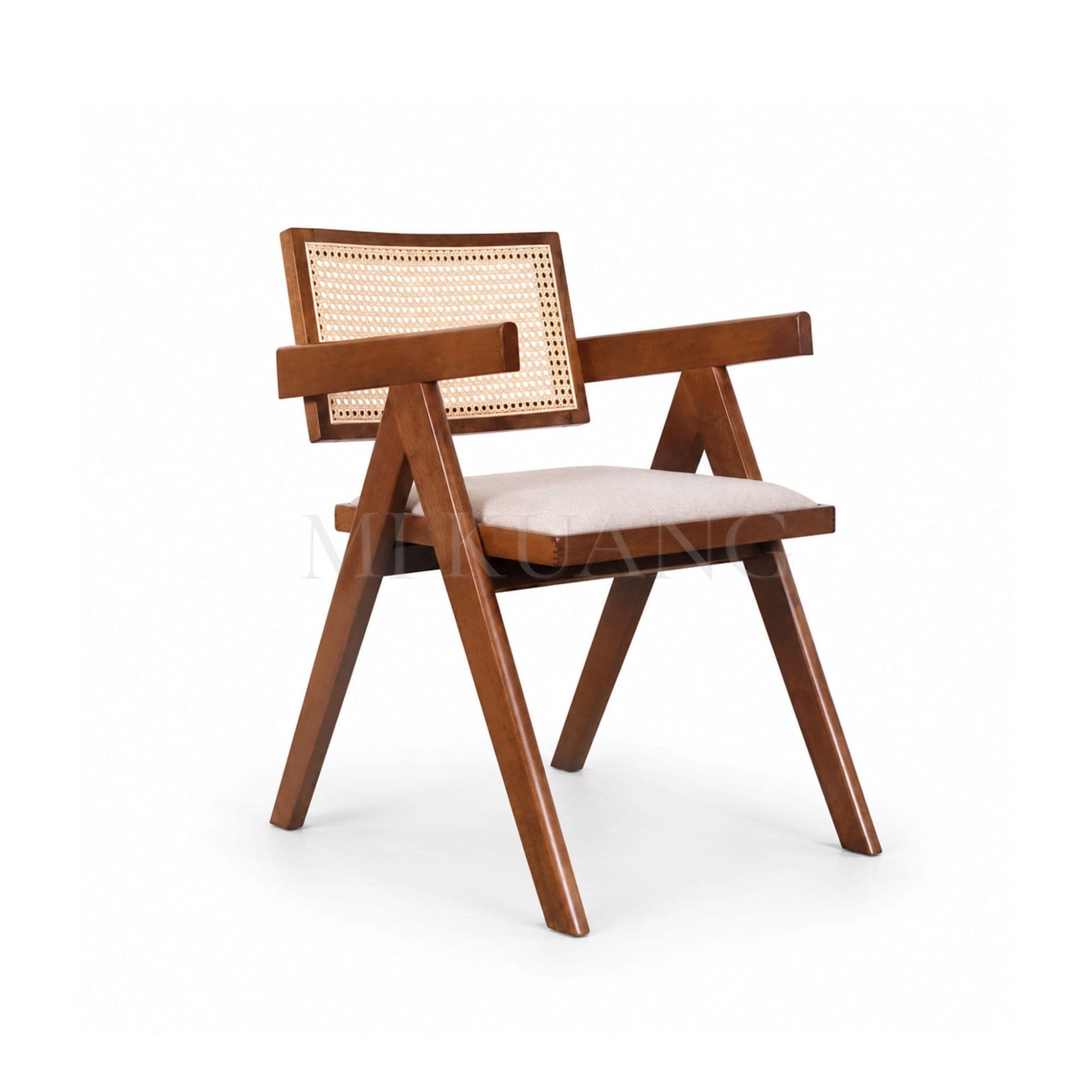 VELENTINA (Medium Brown) Dining Arm Chair (with Cushion Seat)