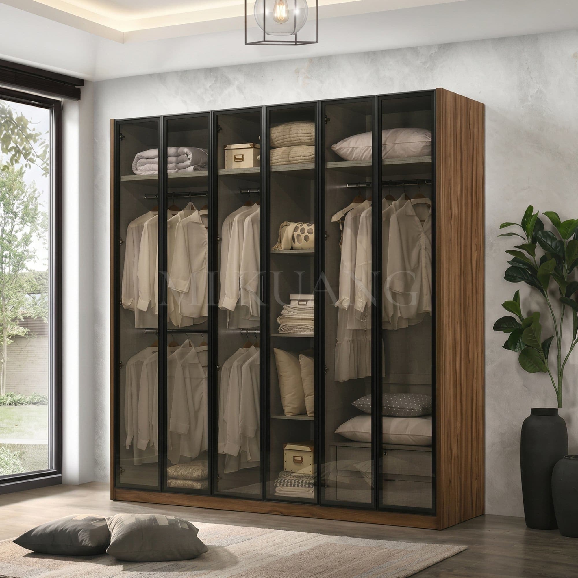 YM 9900 (Glass Door) Swing Door Wardrobe alternate view