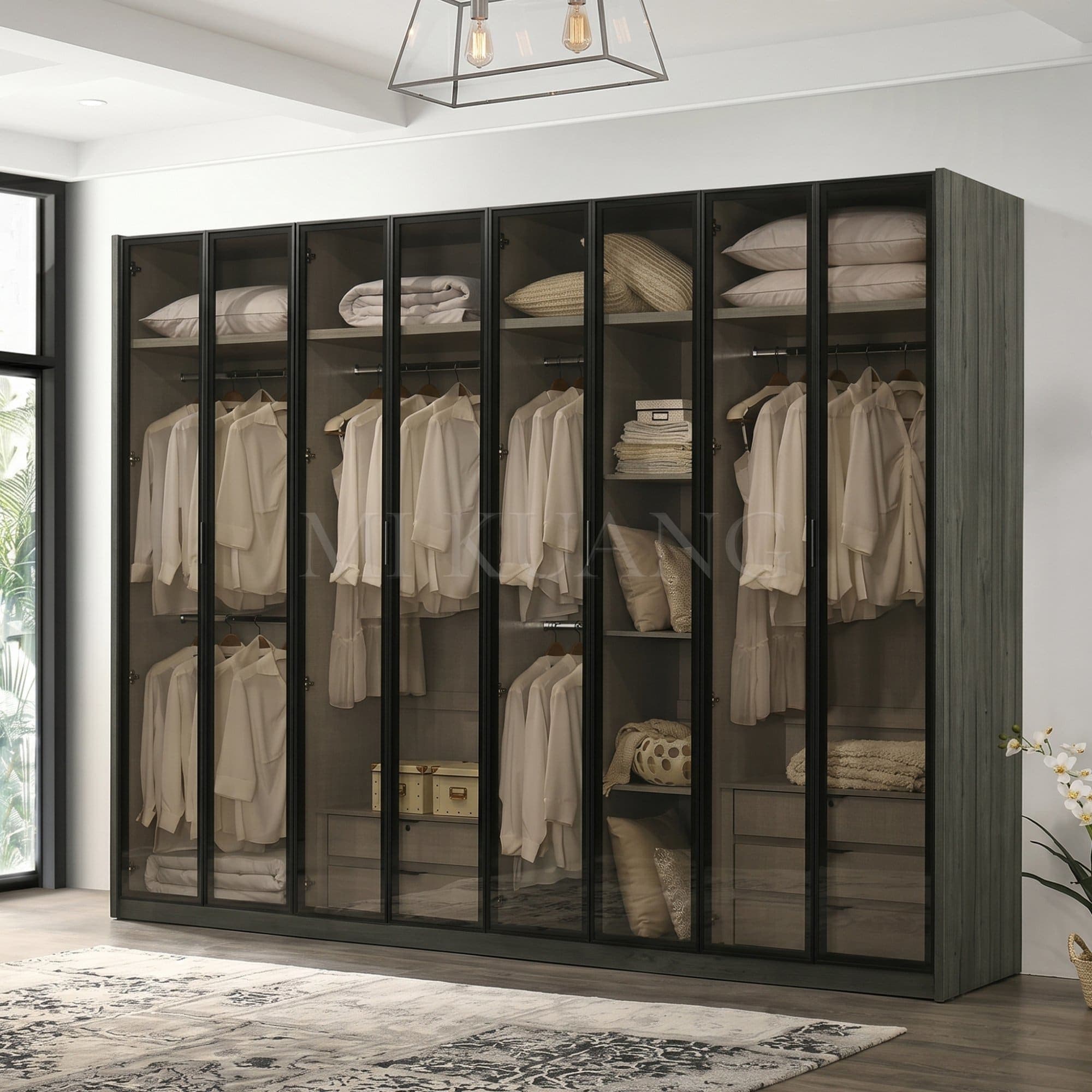 YM 9900 (Glass Door) Swing Door Wardrobe view 3