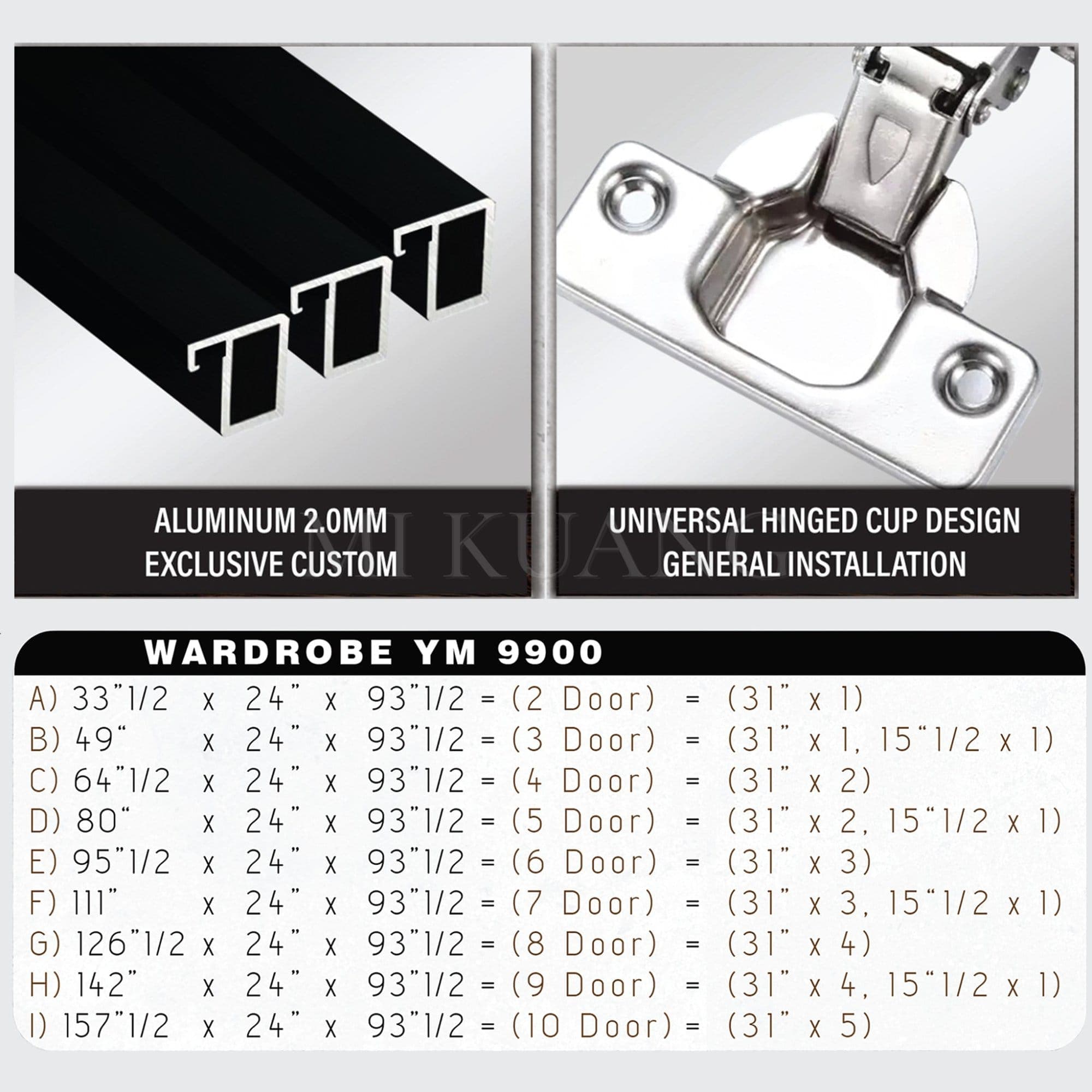 YM 9900 (Board Door) Swing Door Wardrobe view 5