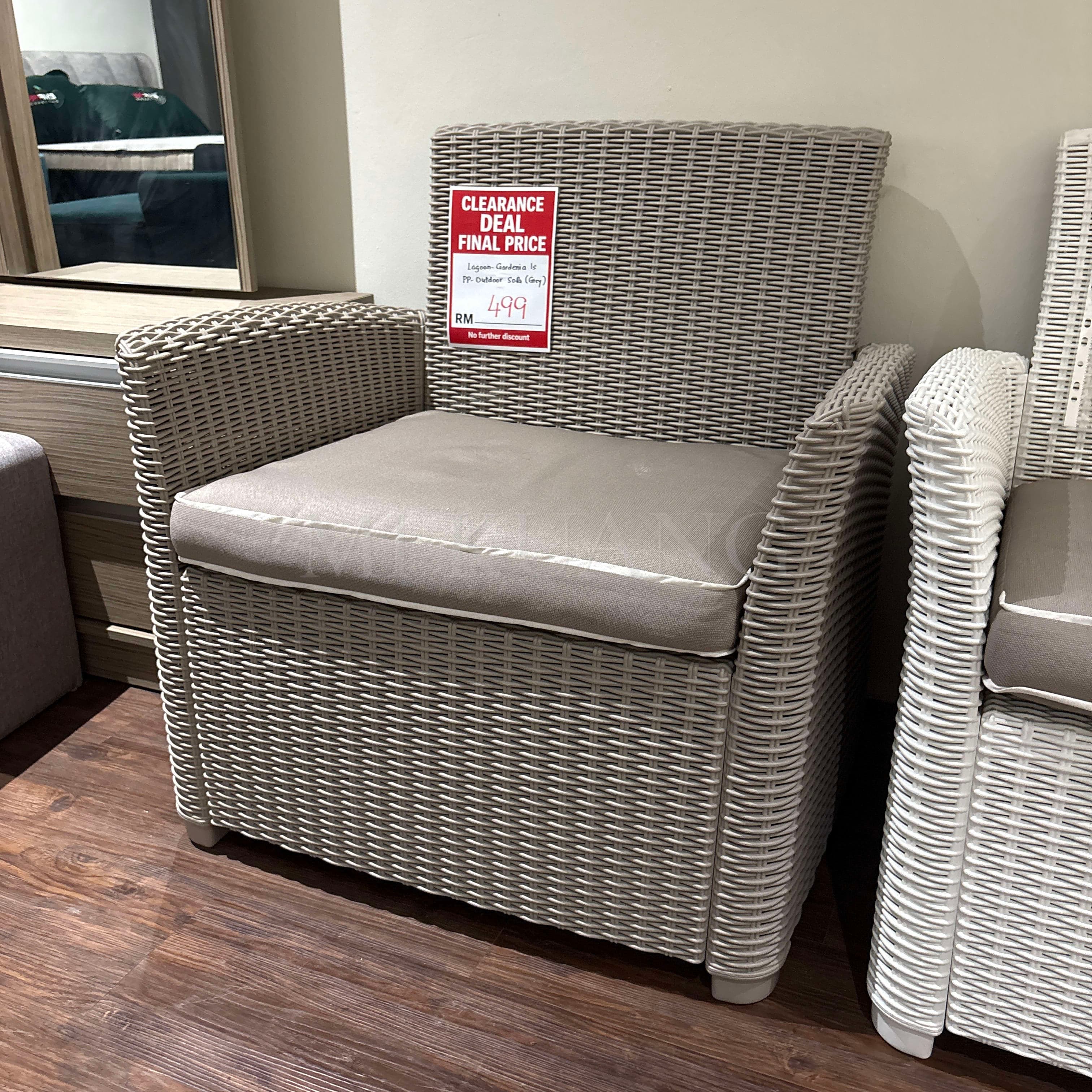 Lagoon Gardenia 1-Seater PP Outdoor Sofa (Grey)