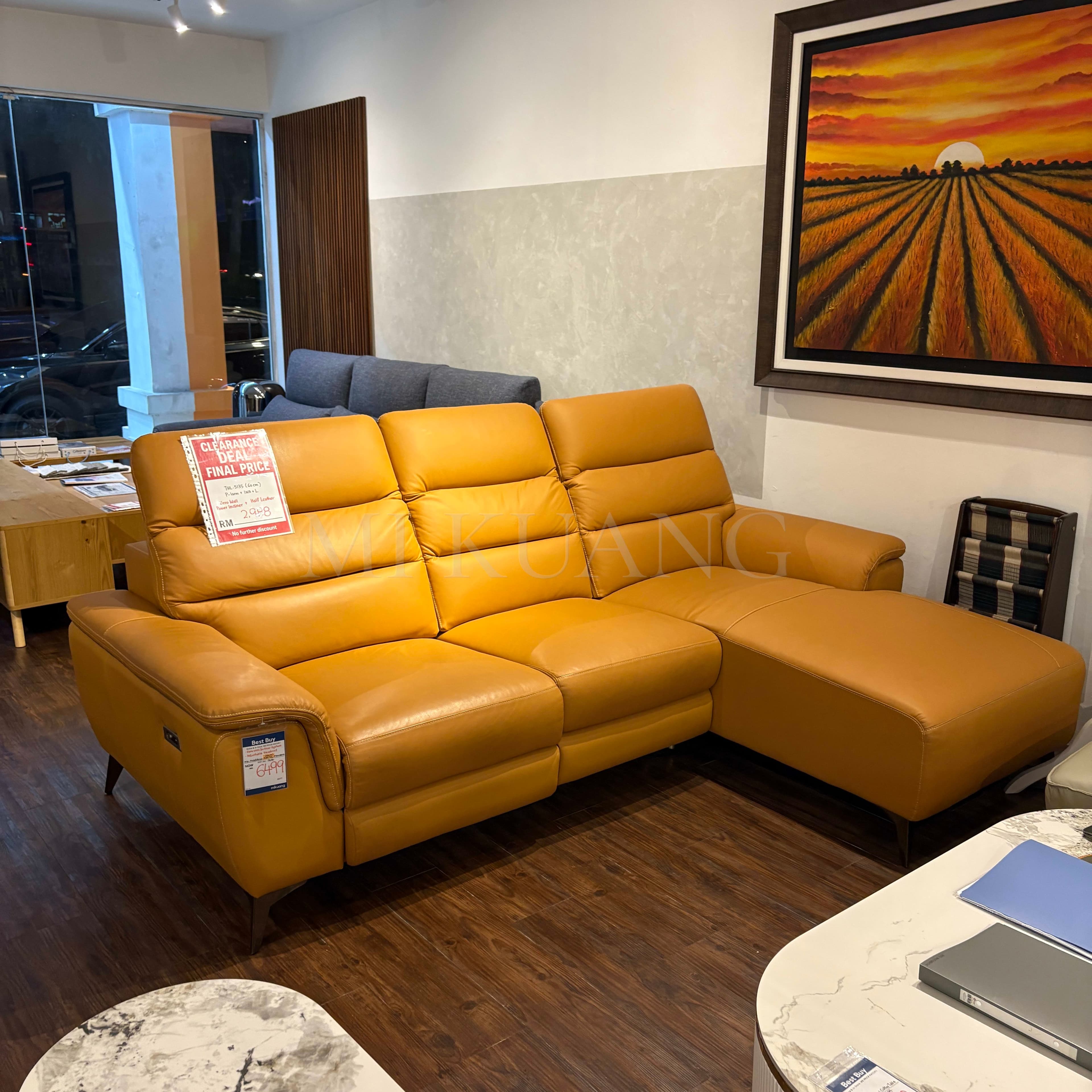 THL-5135 Zero-Wall Power Recliner — Half Leather