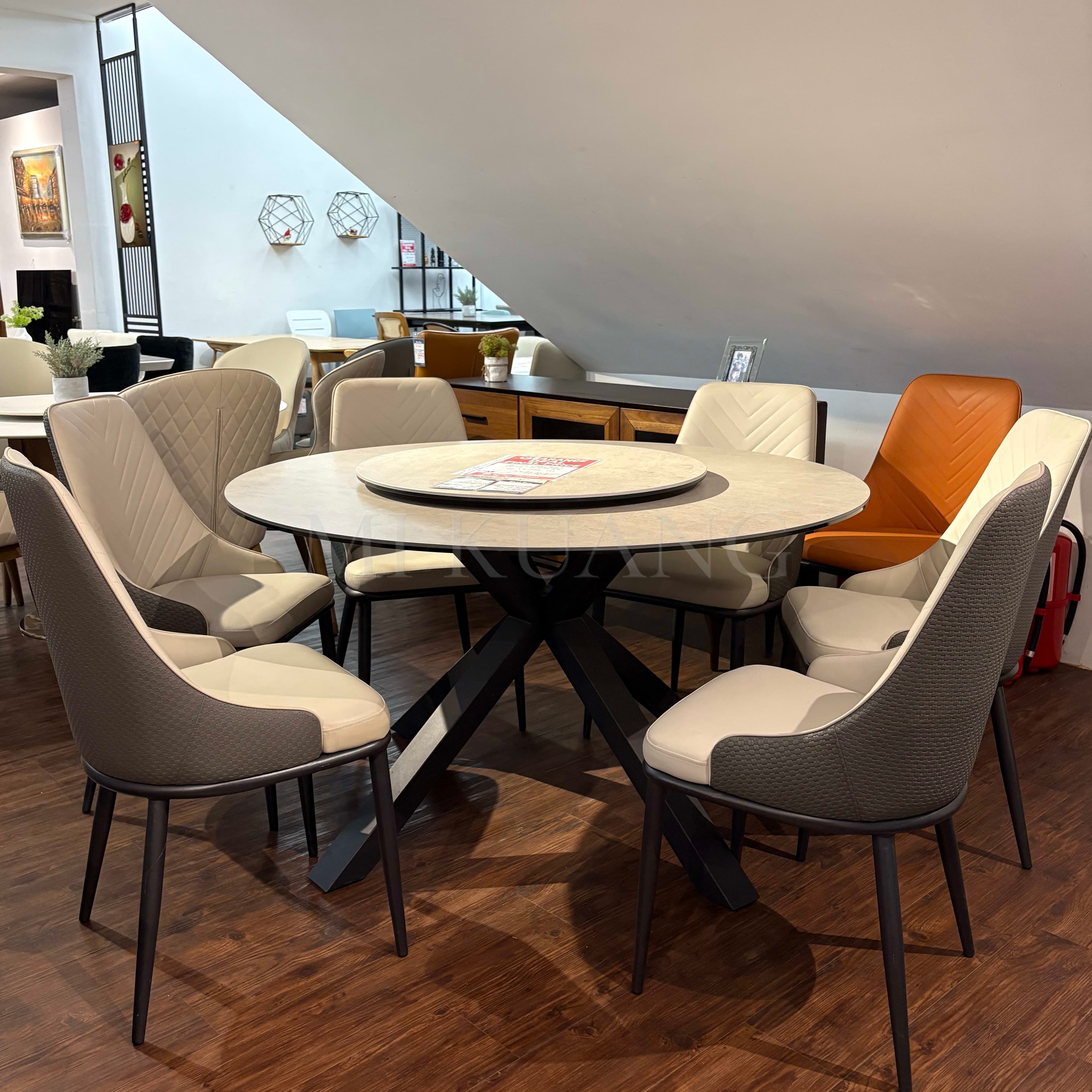ND-179T Noble Grey Ceramic Dining Set — Table + 6 Chairs