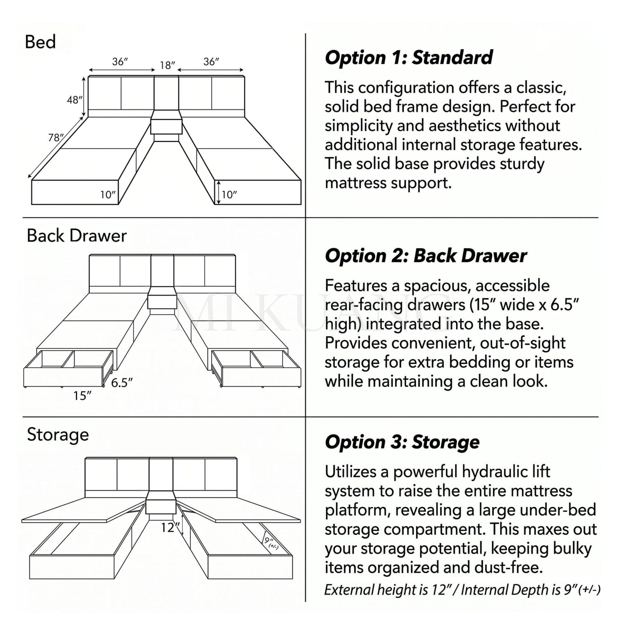 YM-009 Bedframe (with Bedside Panel) view 3