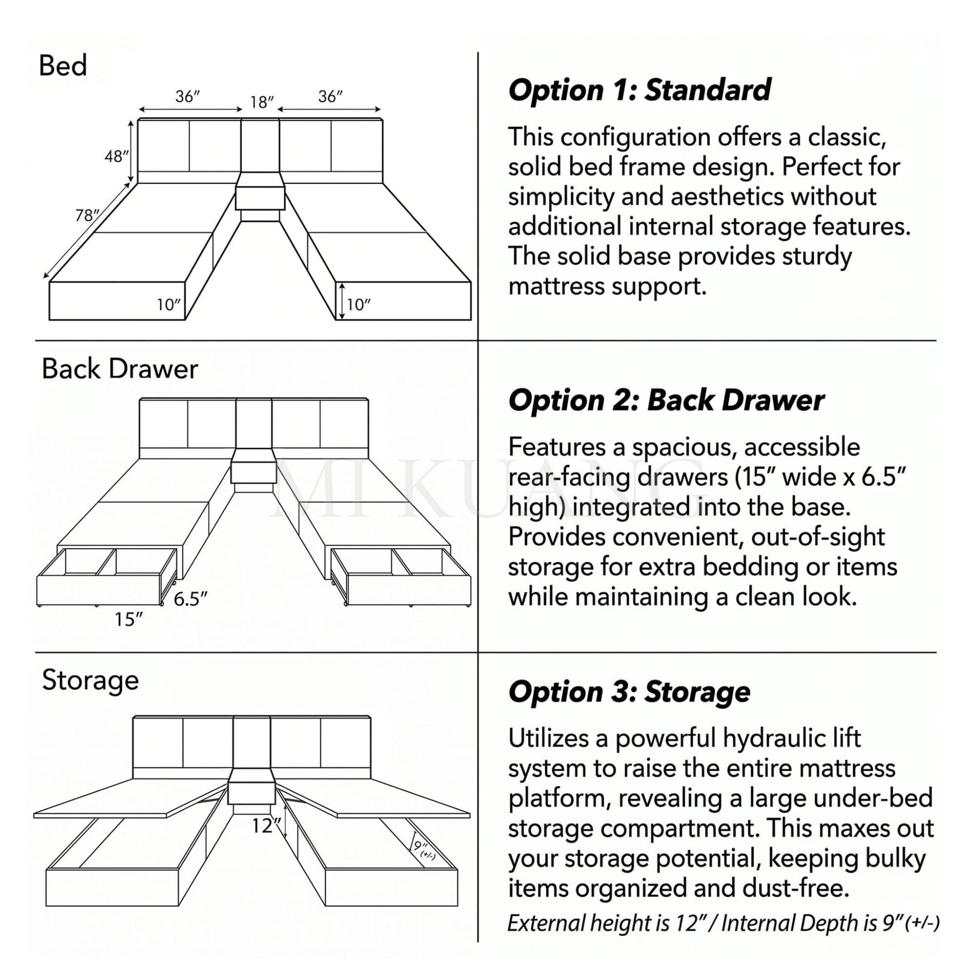 YM-010 Bedframe (with Bedside Panel) view 3