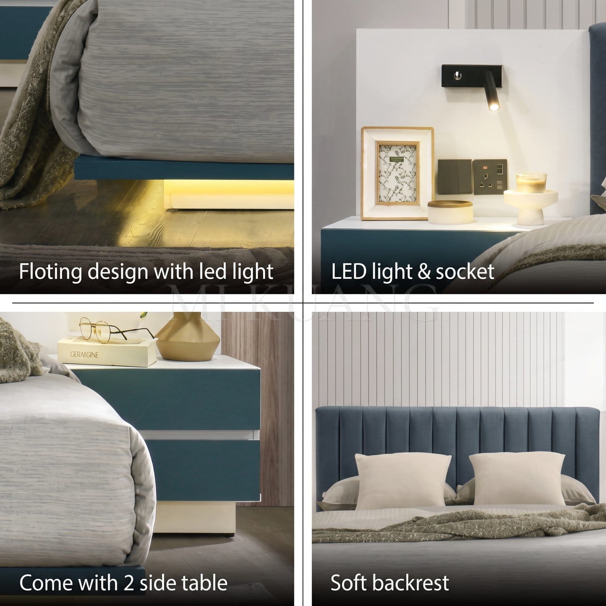 YM-300 Bedframe (with Bedside Panel) view 2