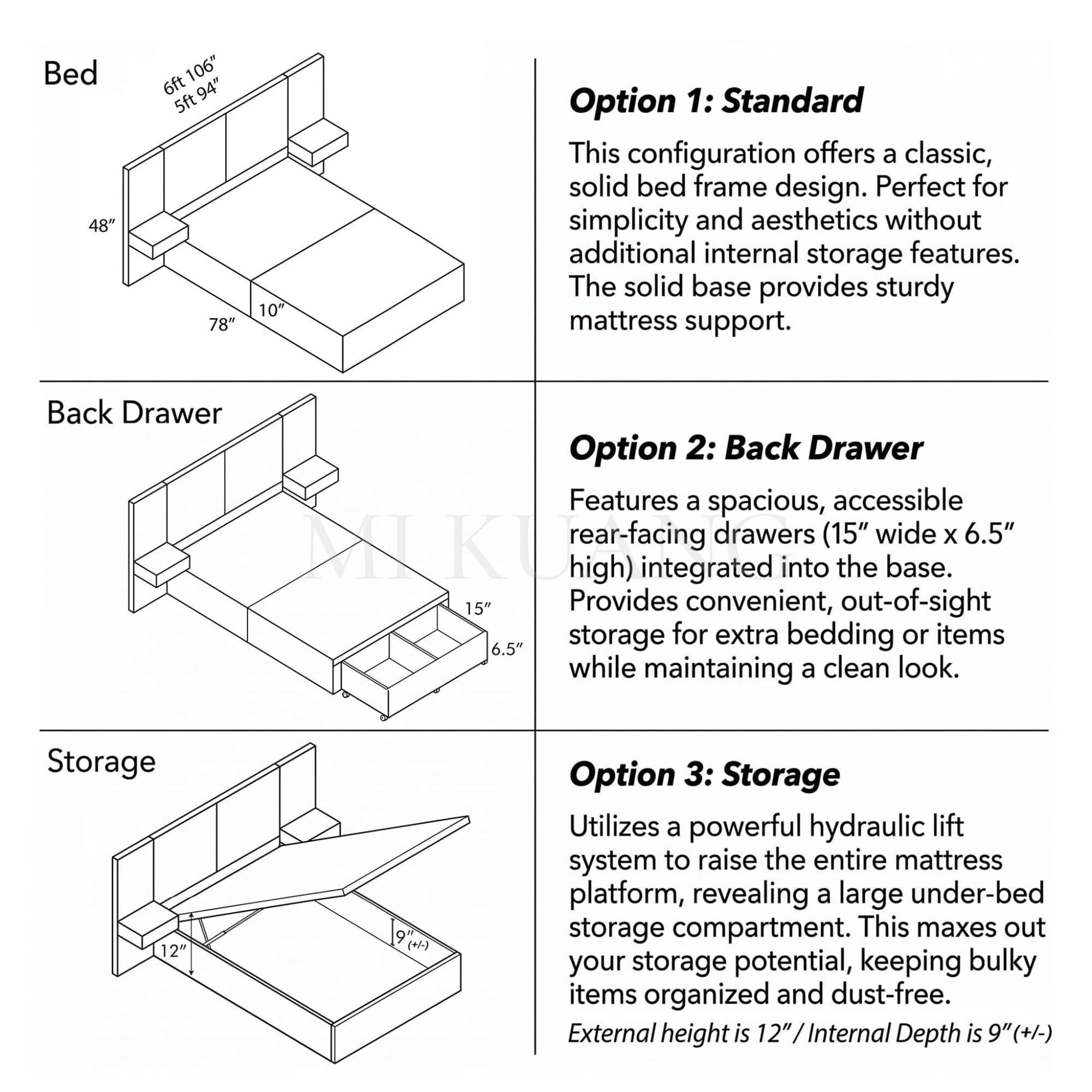 YM-849 Bedframe (with Bedside Panel) view 3