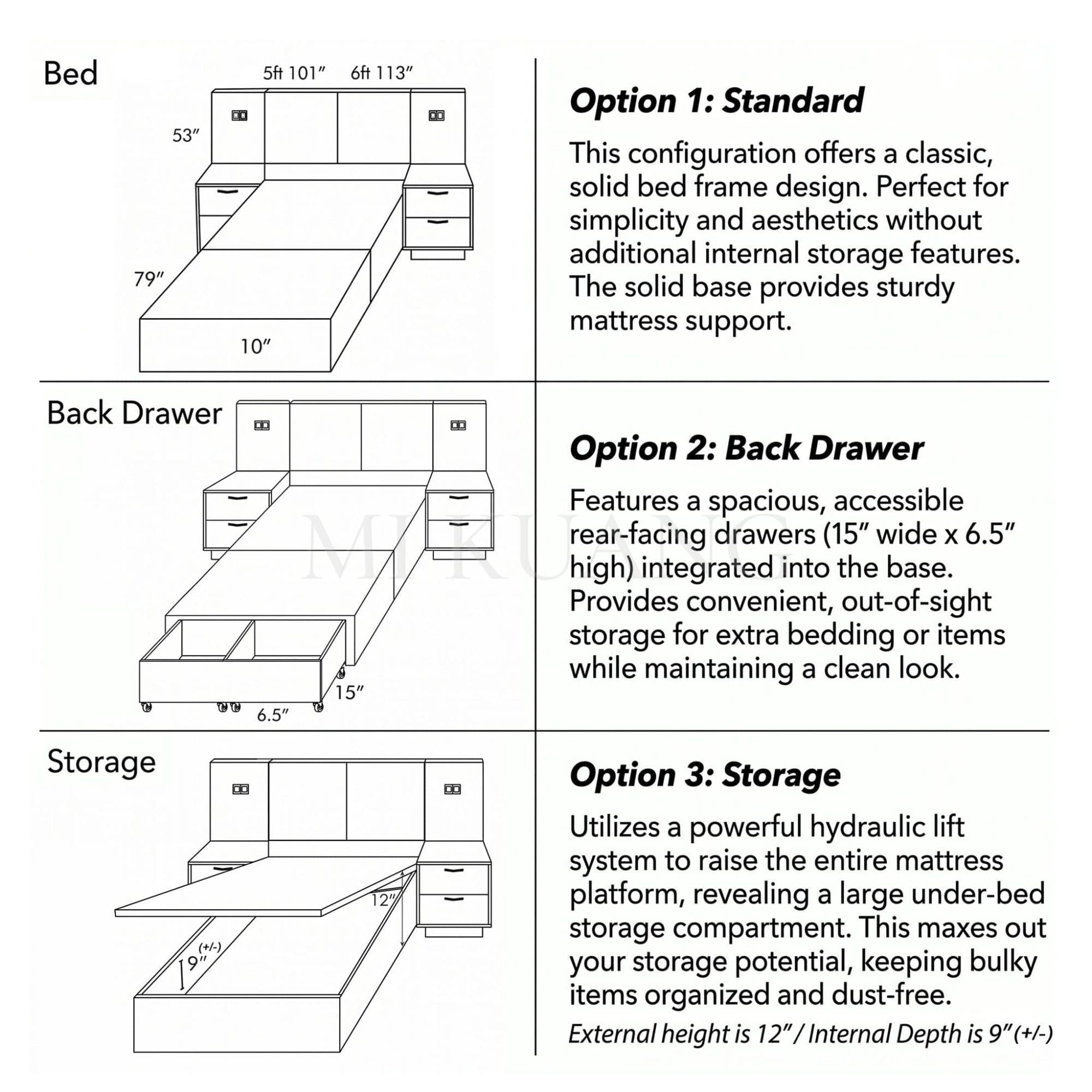 YM-867 Bedframe (with Bedside Panel) view 3