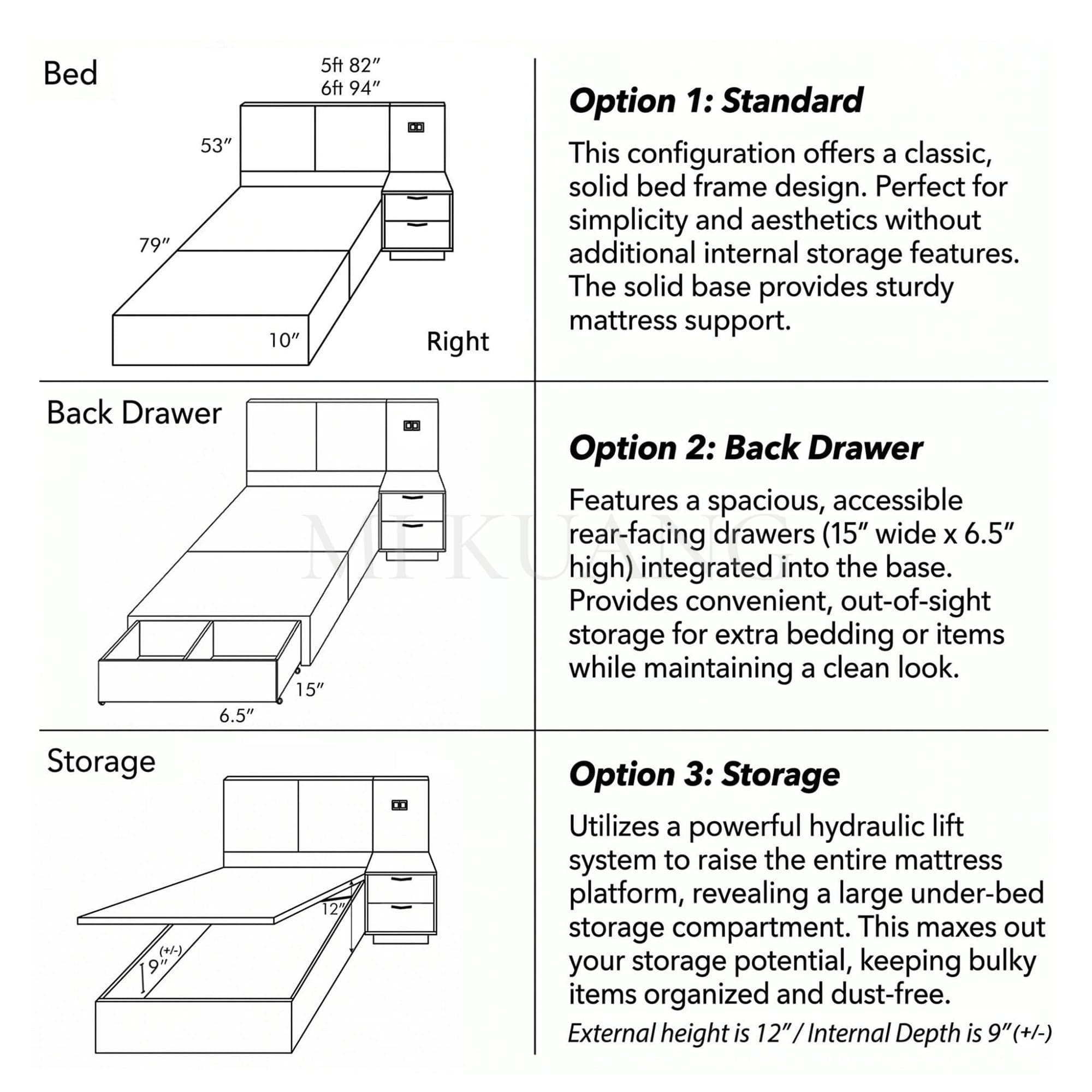 YM-869 Bedframe (with Bedside Panel) view 3