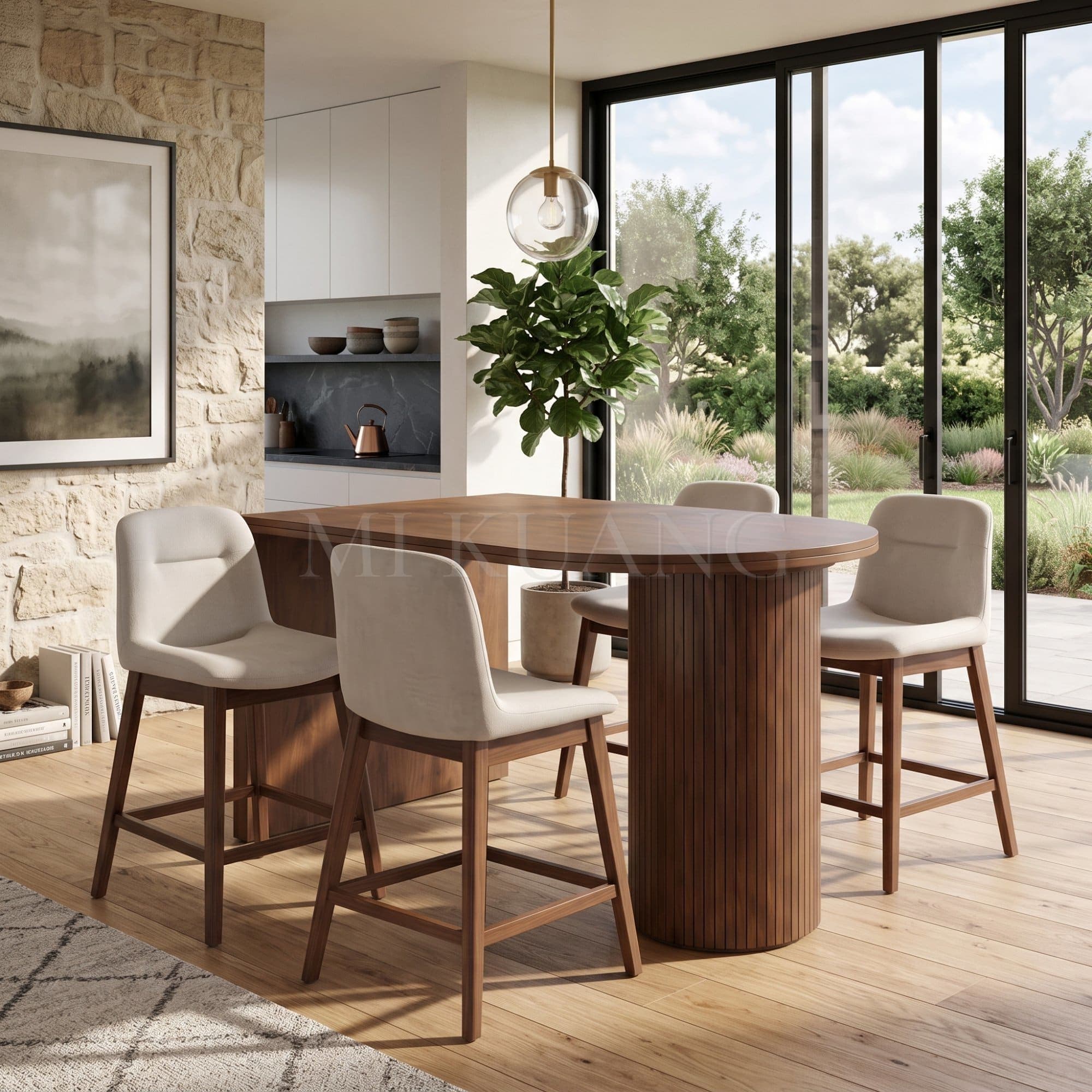 ALINGTON-II (Walnut) Island Dining Set view 2