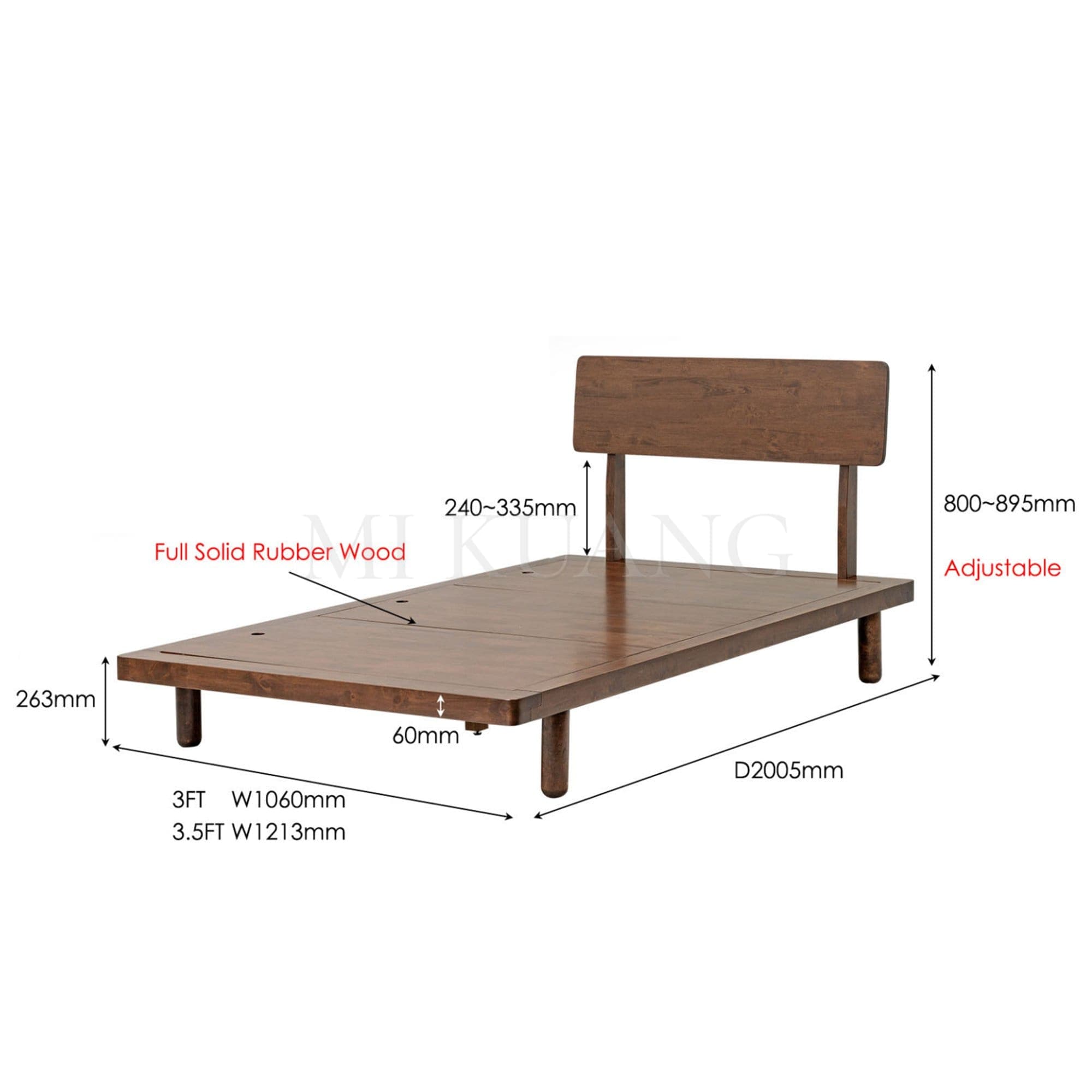 MUJI (Walnut) Bedframe (Single/Super Single) view 3