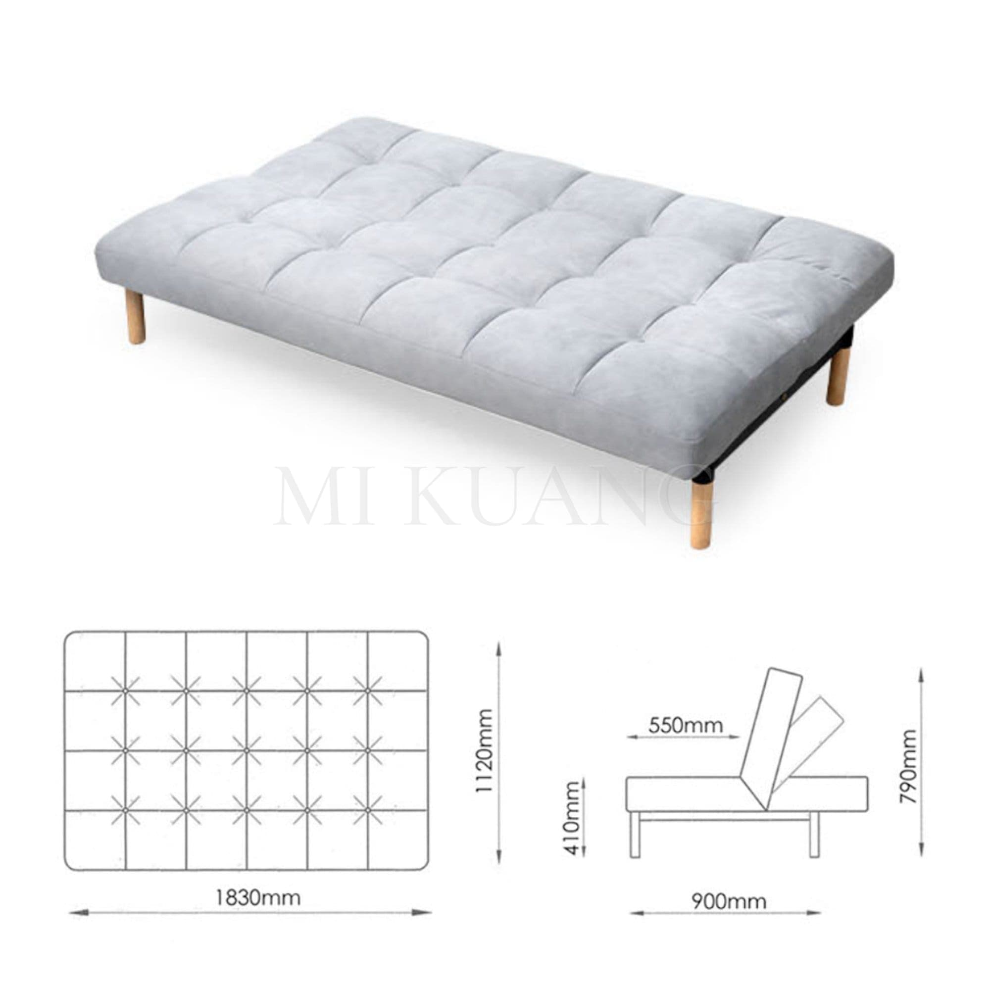 FUJI (Light Grey) Sofa Bed view 2