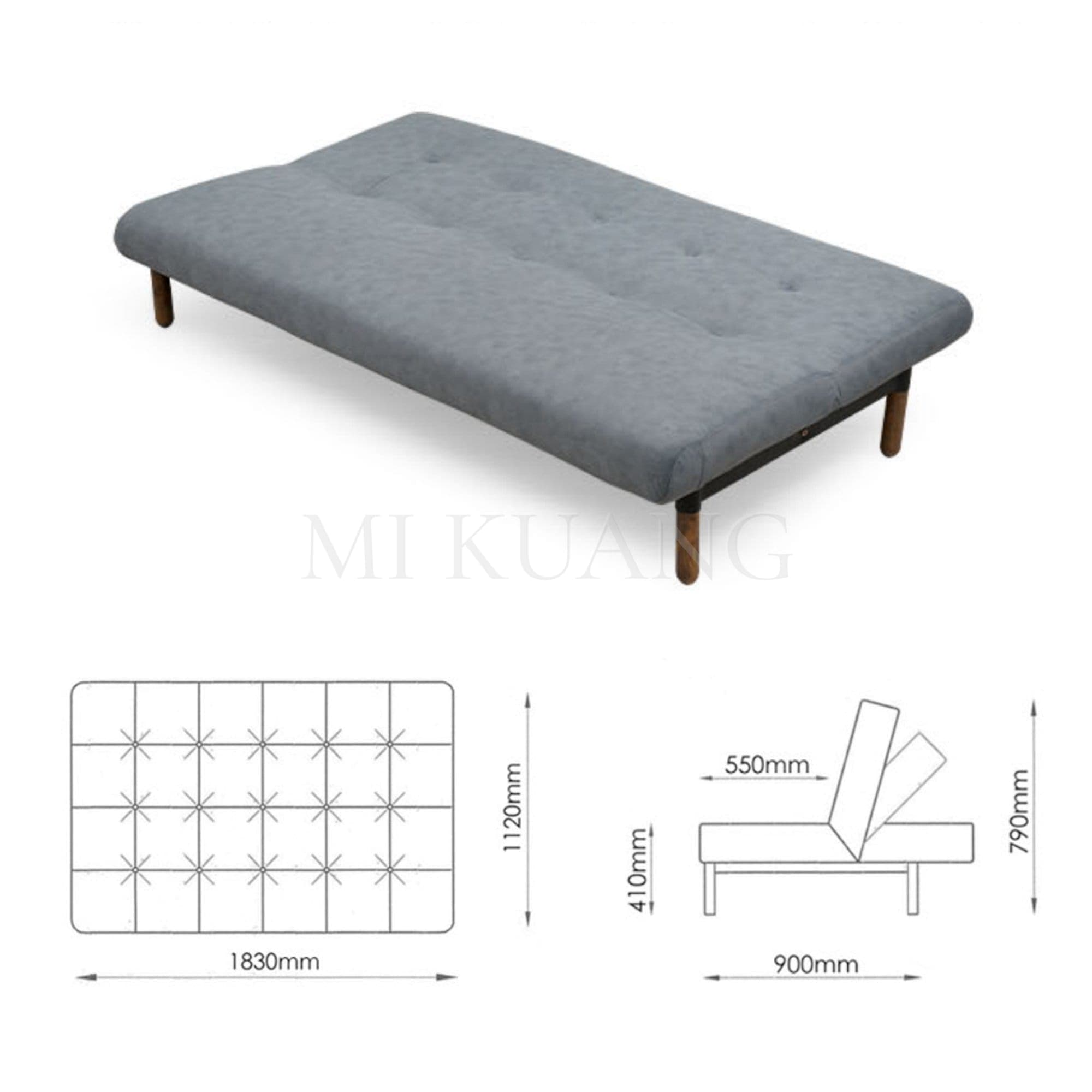 XIAO-MI (Dark Grey) Sofa Bed view 3