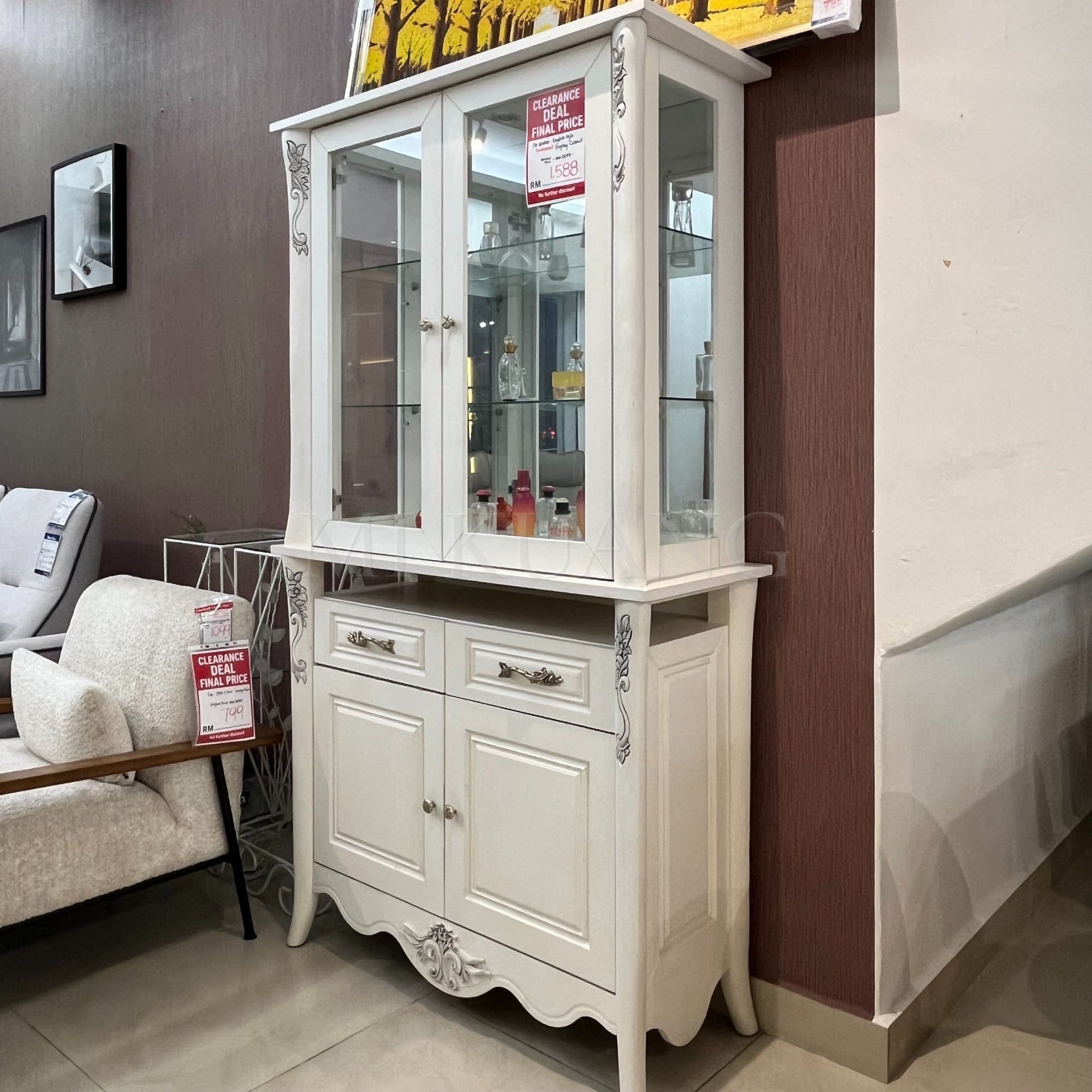 THH-English Style Teak Display Cabinet
