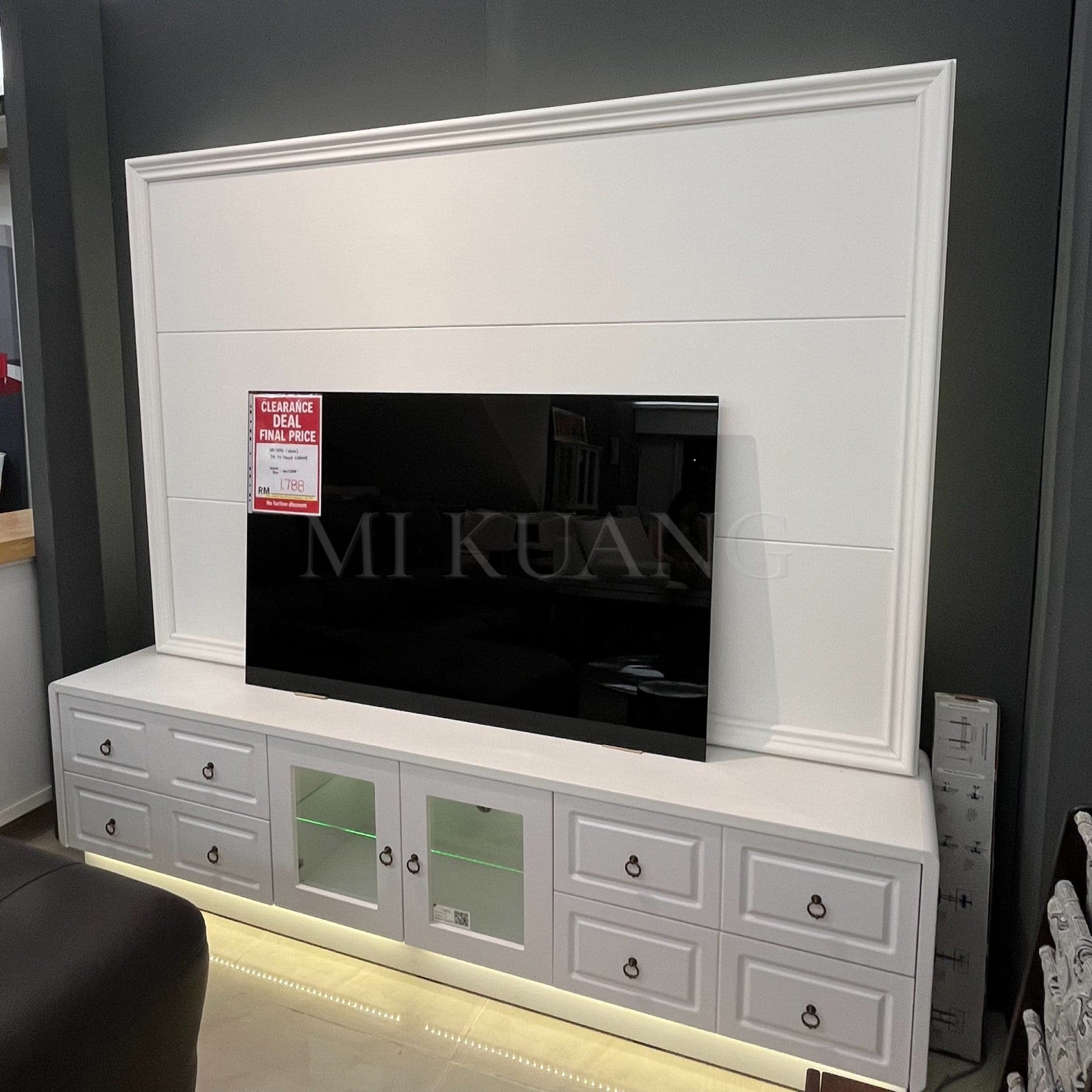VD-1055 (White) 7ft TV Stand Cabinet