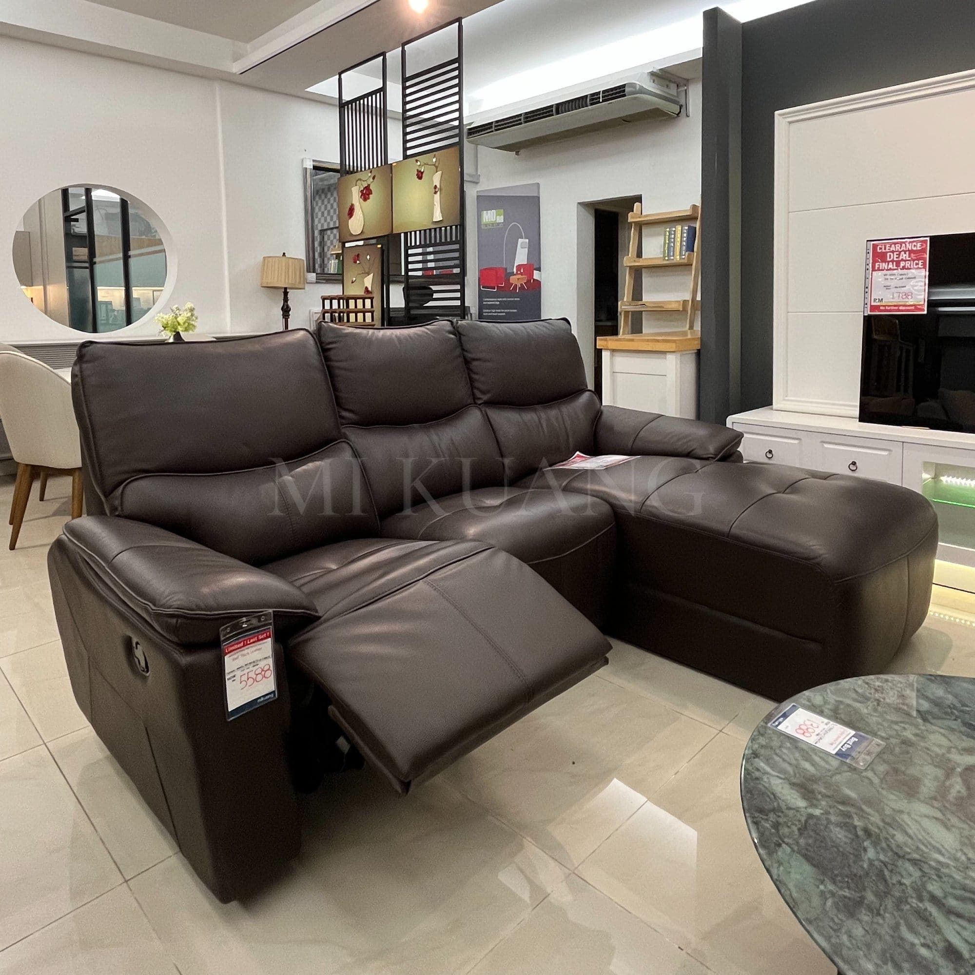 MONTE-9918 H/Thick Leather - Recliner L-Shape Sofa