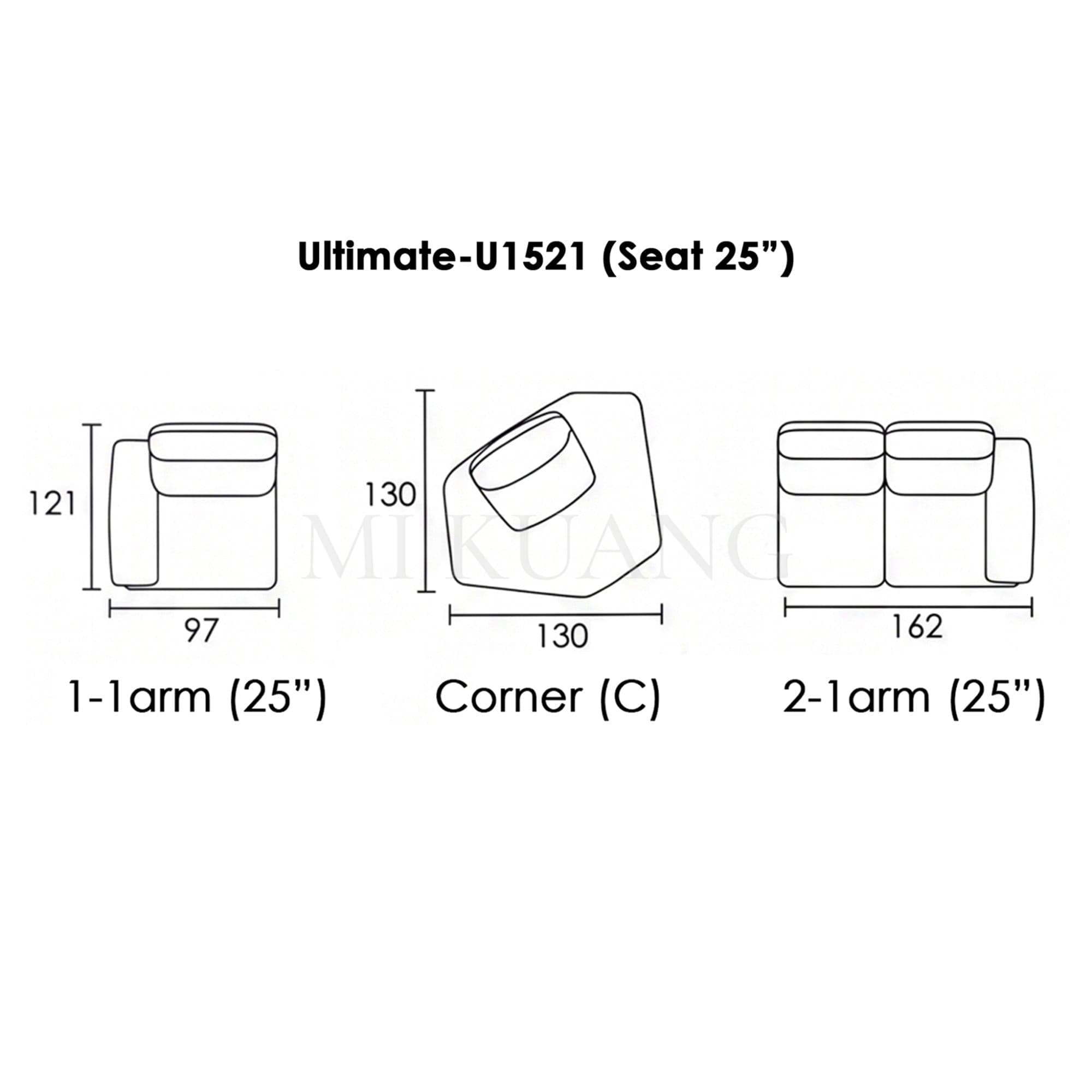 HARLAN (Seat 25") (1EL+C+2ER) Corner Sofa view 3