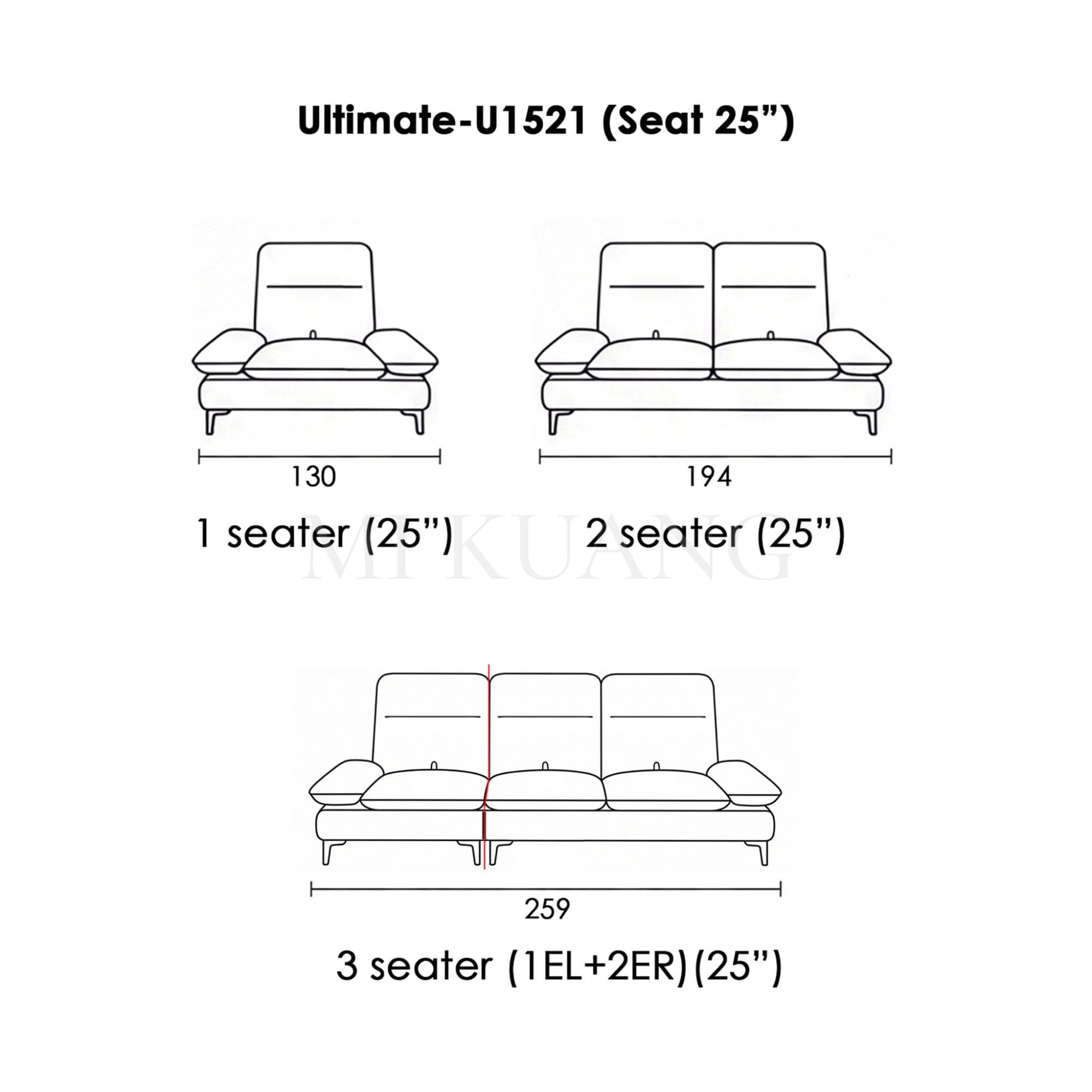 HARLAN (Seat 25") Sofa view 3