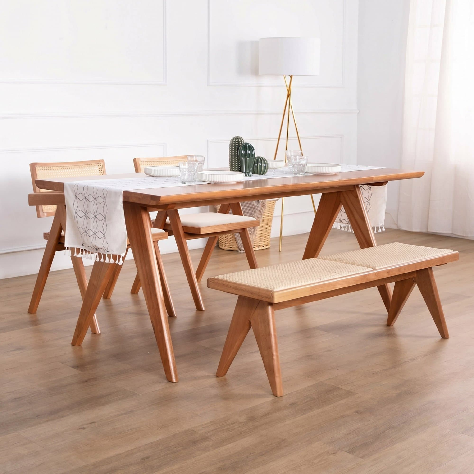 VELENTINA (Light Walnut) Dining Arm Chair (with Cushion Seat) view 2