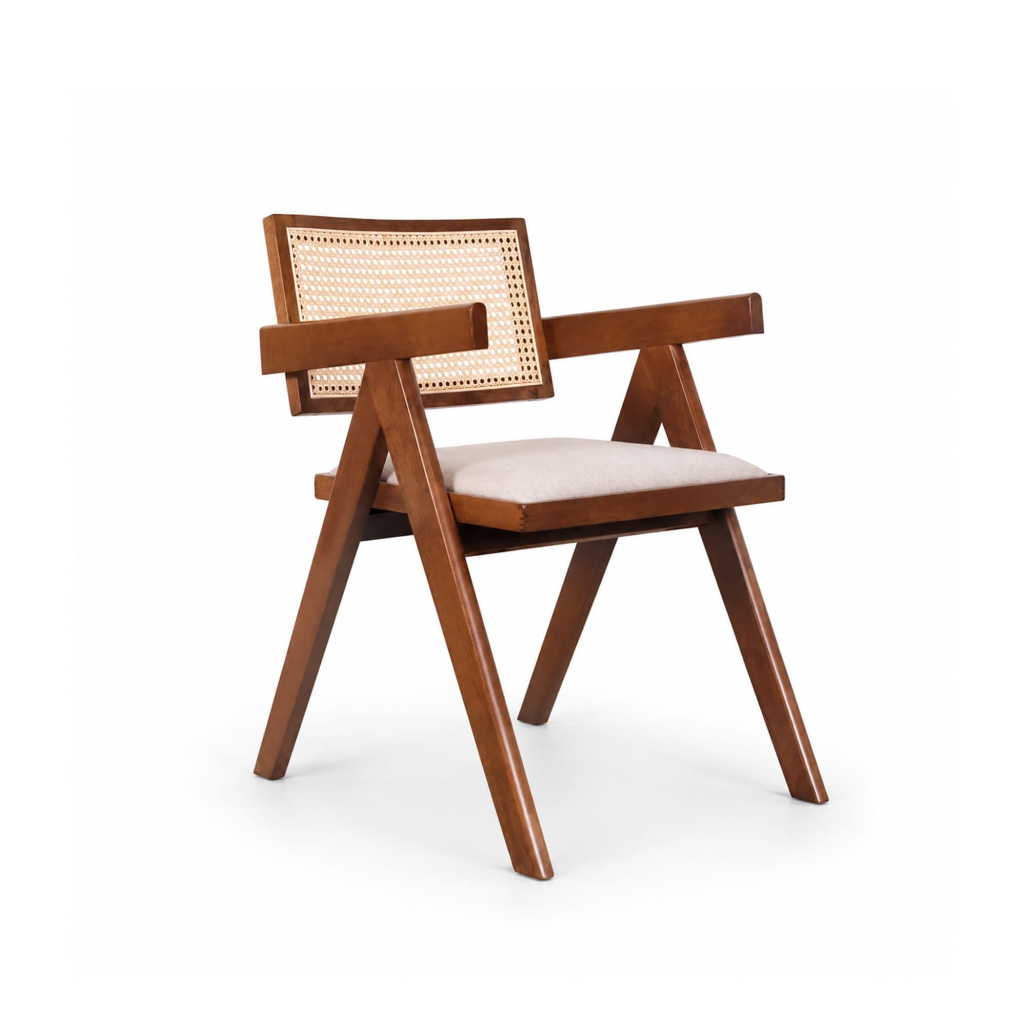 VELENTINA (Medium Brown) Dining Arm Chair (with Cushion Seat)