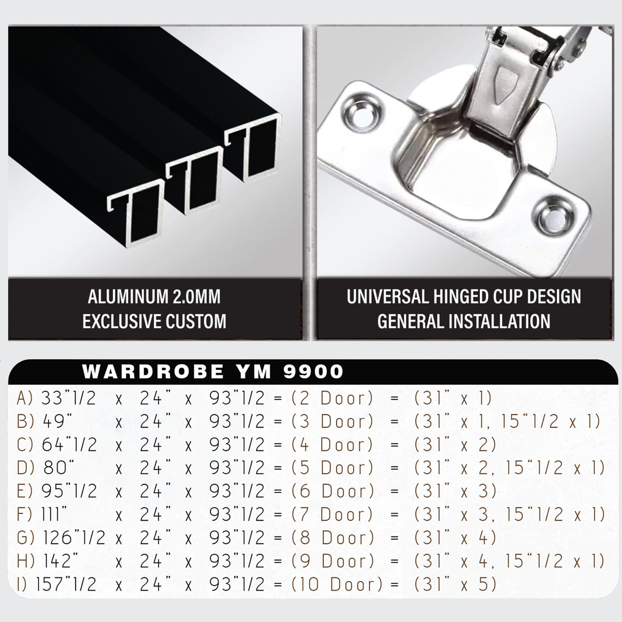 YM 9900 (Glass Door) Swing Door Wardrobe view 7